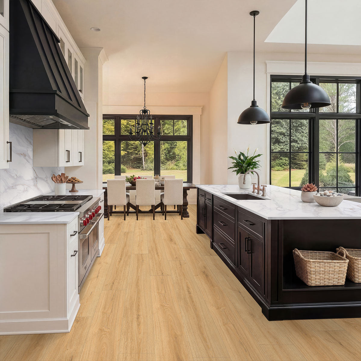 Wayne Parc Reserve 9x72 Waterproof WPC Luxury Vinyl Plank — installed room view — color .- Elwood