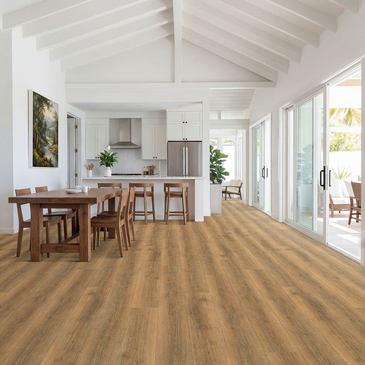 Wayne Parc Reserve 9x72 Waterproof WPC Luxury Vinyl Plank — installed room view — color .- Macland