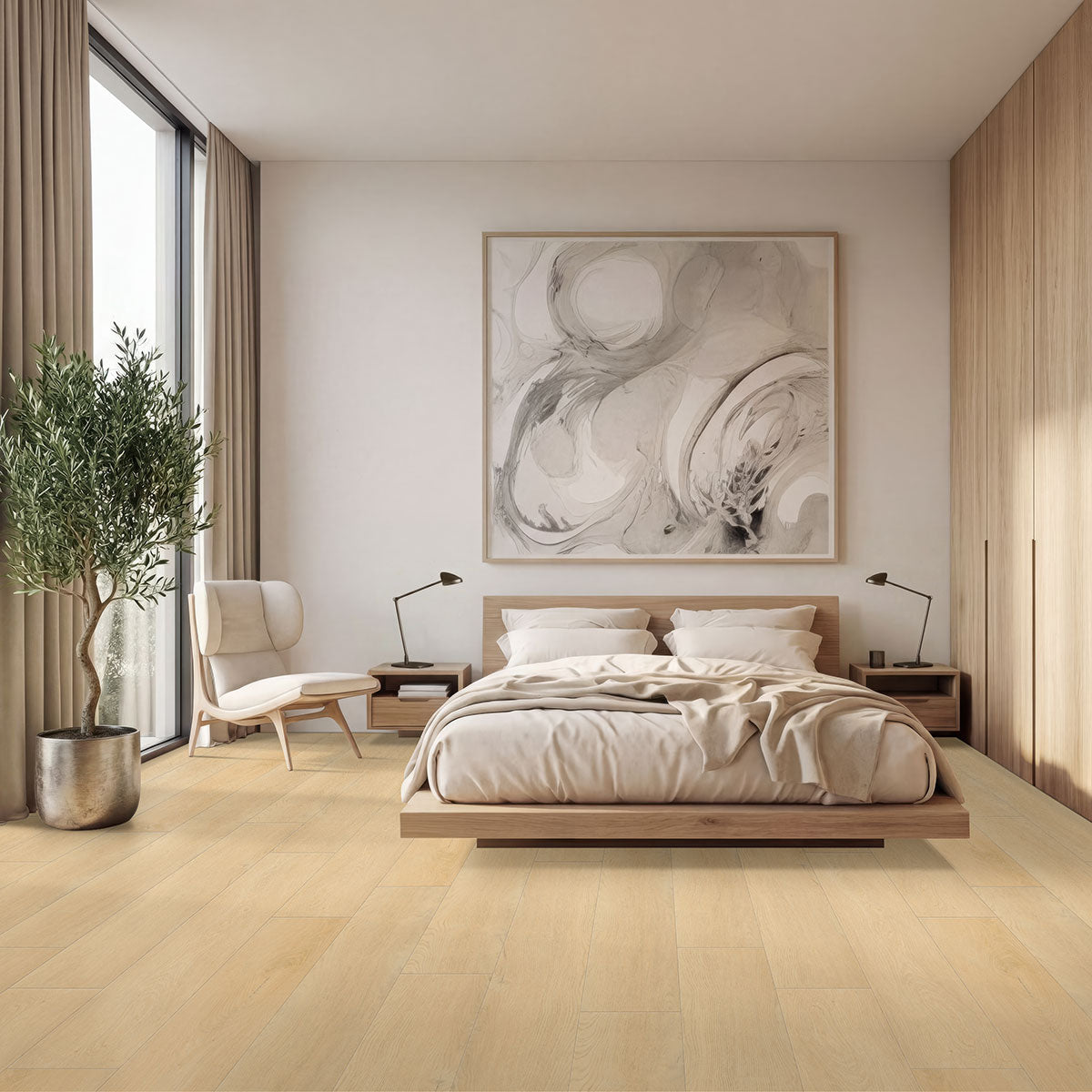 Wayne Parc Reserve 9x72 Waterproof WPC Luxury Vinyl Plank — installed room view — color .- Mellshire