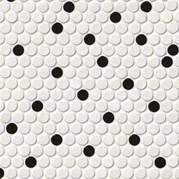 Domino Penny Round Porcelain Mosaic — clean product view — color White and Black