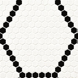 White and Black Hive Pattern Matte Porcelain Mosaic surface detail