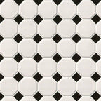 White and Black Matte Octagon Porcelain Mosaic — clean product view