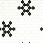 White and Black Mod Petal Pattern Matte Porcelain Mosaic — clean product view