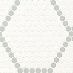 White and Gray Hive Pattern Matte Porcelain Mosaic surface detail