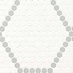 White and Gray Hive Pattern Matte Porcelain Mosaic surface detail