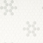 White and Gray Mod Petal Pattern Matte Porcelain Mosaic surface detail