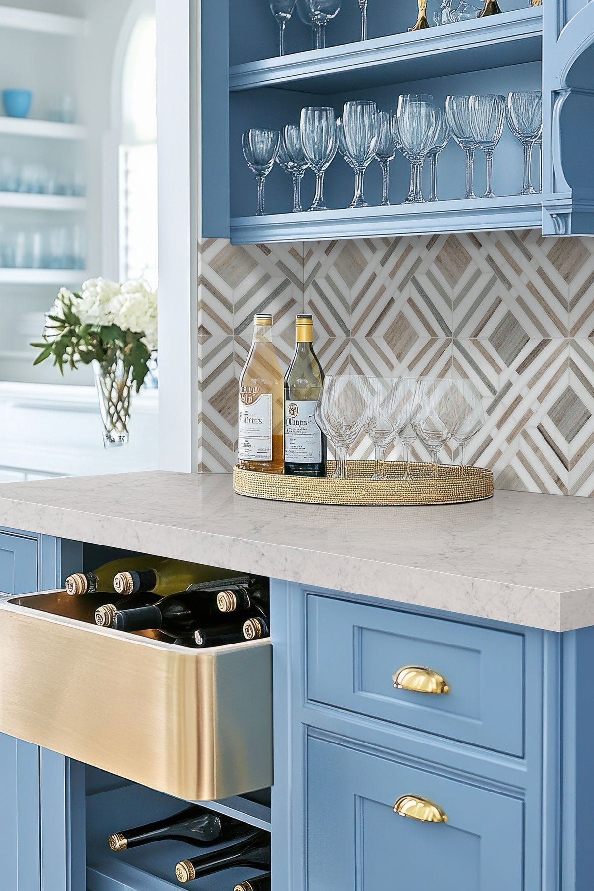 Carrara White countertop room inspiration; installation shown is illustrative