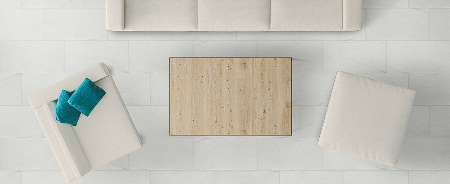 Durban 2x2 Matte Porcelain Mosaic — installed room view — color White