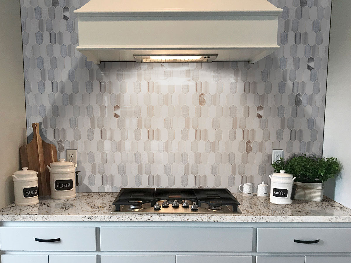 White Glimmer countertop room inspiration; installation shown is illustrative