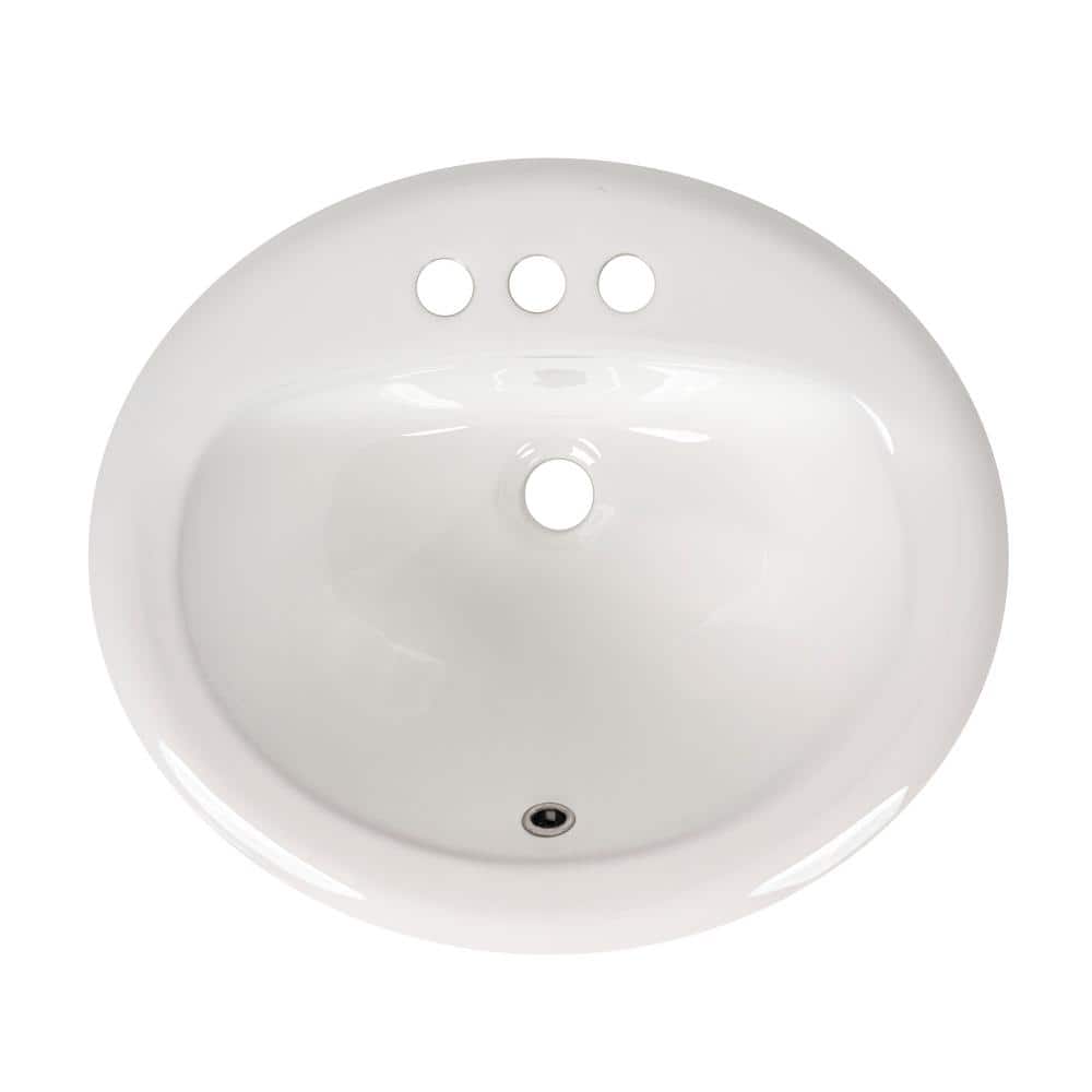 White Porcelain Oval Overmount Vanity Sink 2118 — clean product view
