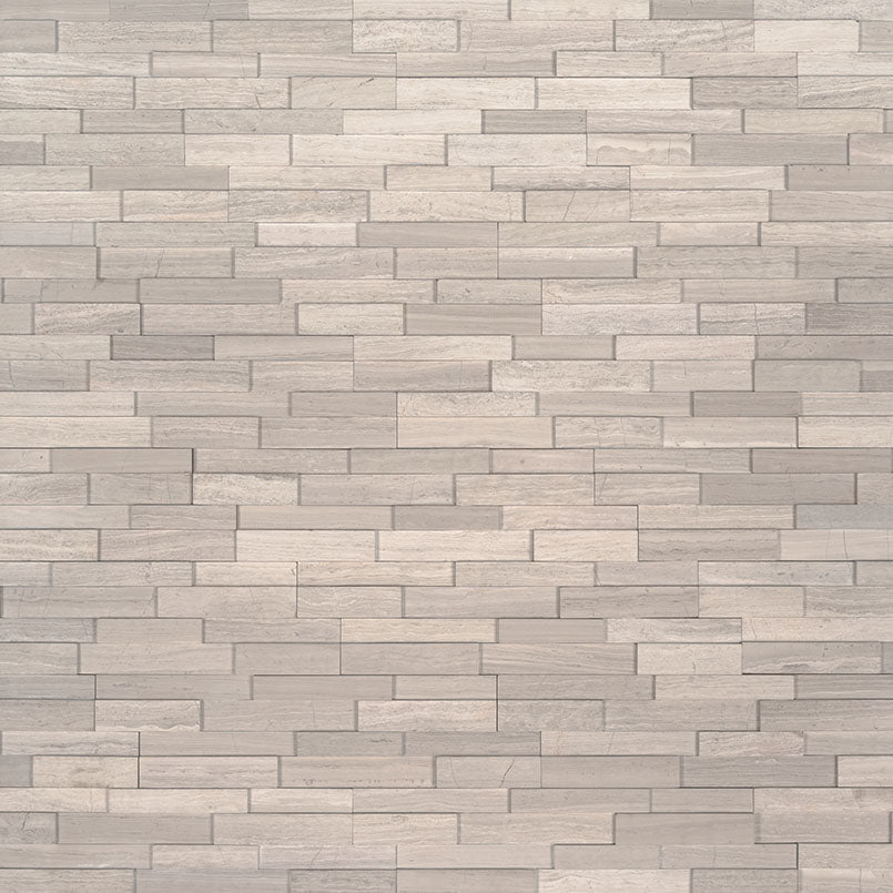 RockMount M-Series 4.5x16 Natural-Stone Mini Stacked-Stone Panel — clean product view — color White Oak 3d
