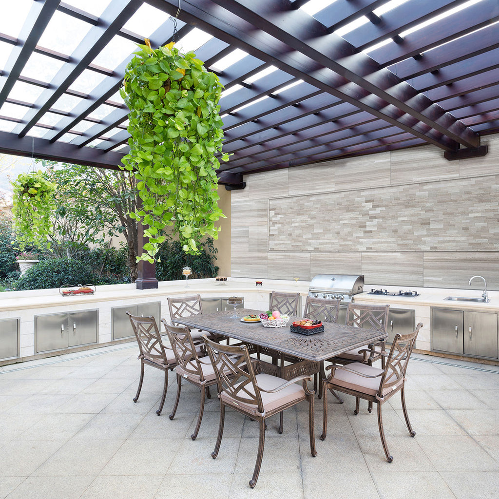 Rio Lago Natural-Stone Pebble Mosaic — installed room view — color White Oak