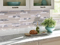 White Wave Interlocking 4mm Glass-Stone-Metal Mosaic — installed room view — color White Wave
