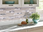 White Wave Interlocking 4mm Glass-Stone-Metal Mosaic — installed room view — color White Wave