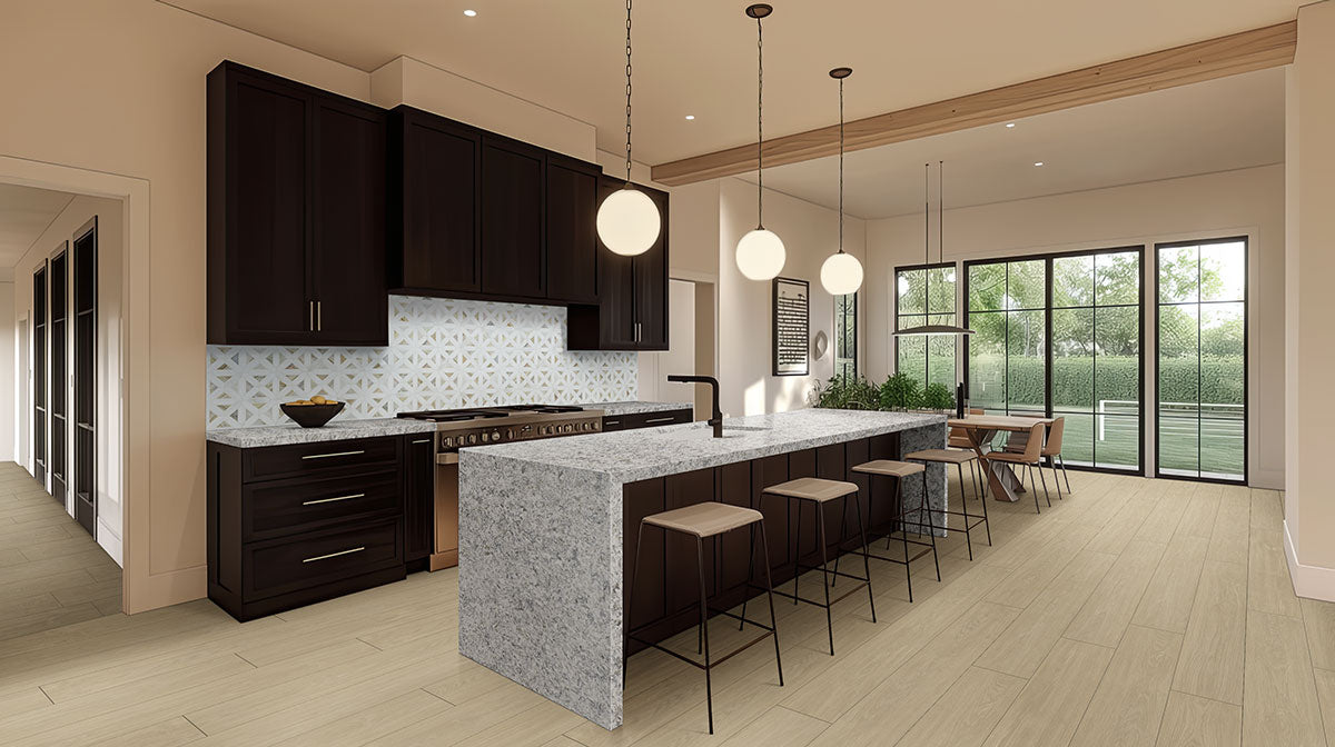 Whitehill 9x48 Wood-Look Porcelain Plank — installed room view — color Sandlewood