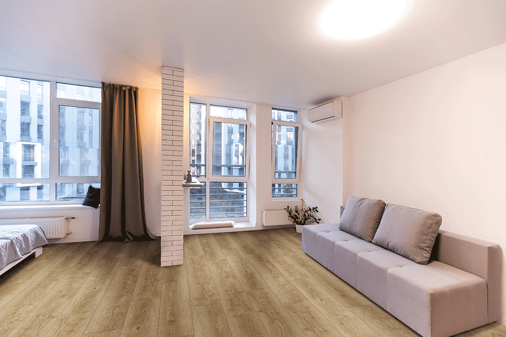 XL Ashton 9x60 Waterproof Rigid-Core Luxury Vinyl Plank — installed room view — color Bergen Hills
