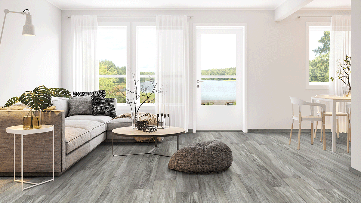 Ashton Waterproof Rigid Core Luxury Vinyl Plank — installed room view — color Loton Hill