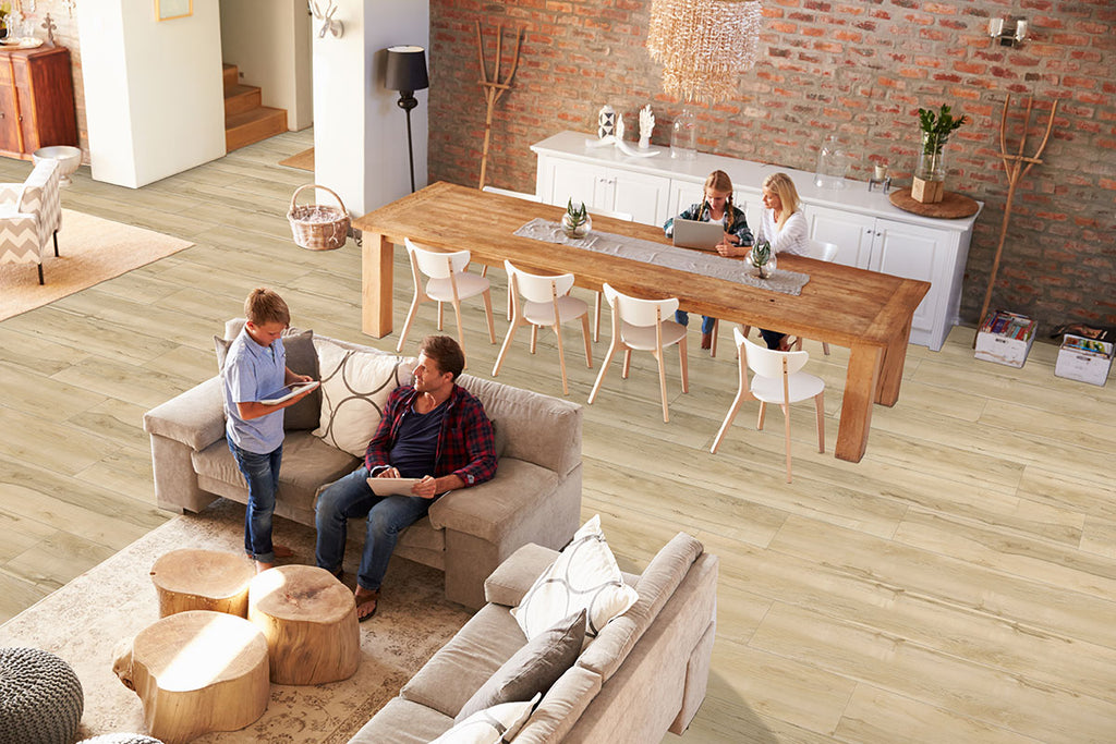 XL Prescott 9x60 Waterproof Rigid-Core Luxury Vinyl Plank — installed room view — color Akadia