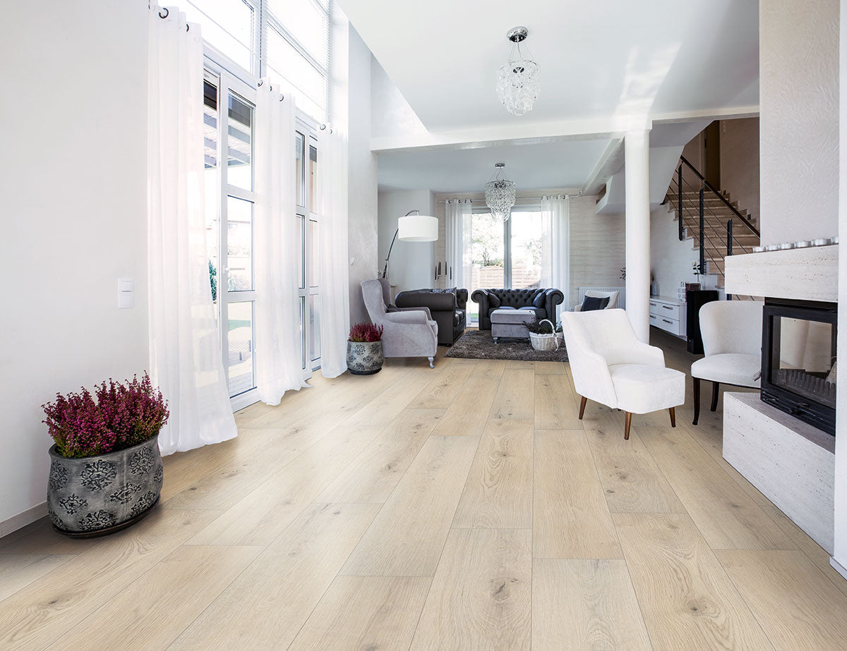 XL Cyrus 9x60 Waterproof Rigid-Core Luxury Vinyl Plank — installed room view — color Runmill Isle