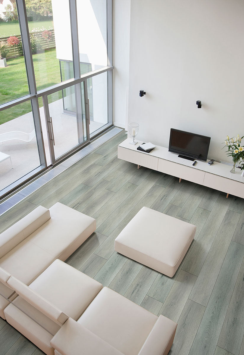 XL Prescott 9x60 Waterproof Rigid-Core Luxury Vinyl Plank — installed room view — color Kardigan