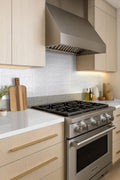 Zest Zellige-Look Satin Ceramic Wall Tile — installed room view — color Aloe