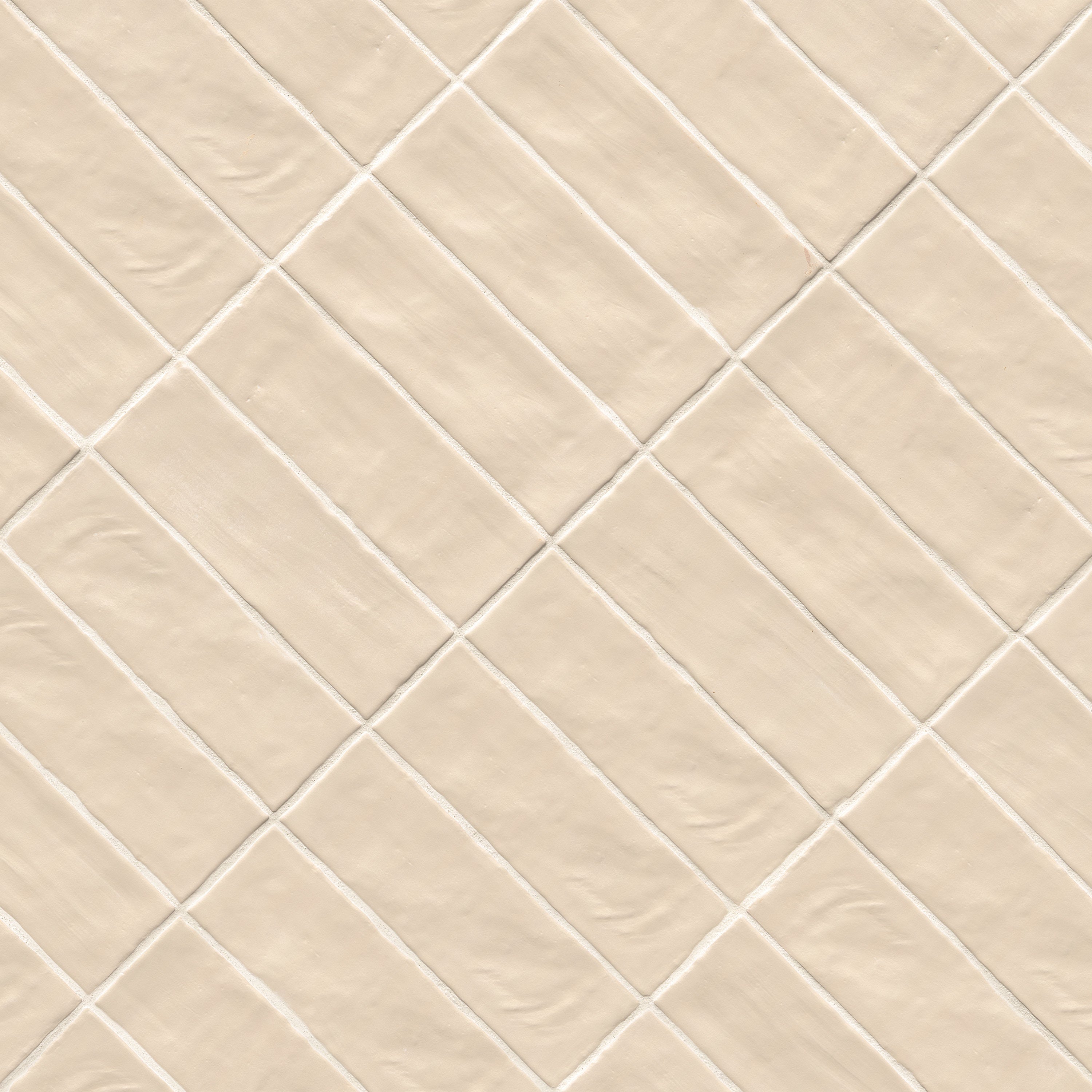Zest Zellige-Look Satin Ceramic Wall Tile — isometric scale view — color Sand, size 2.5x8