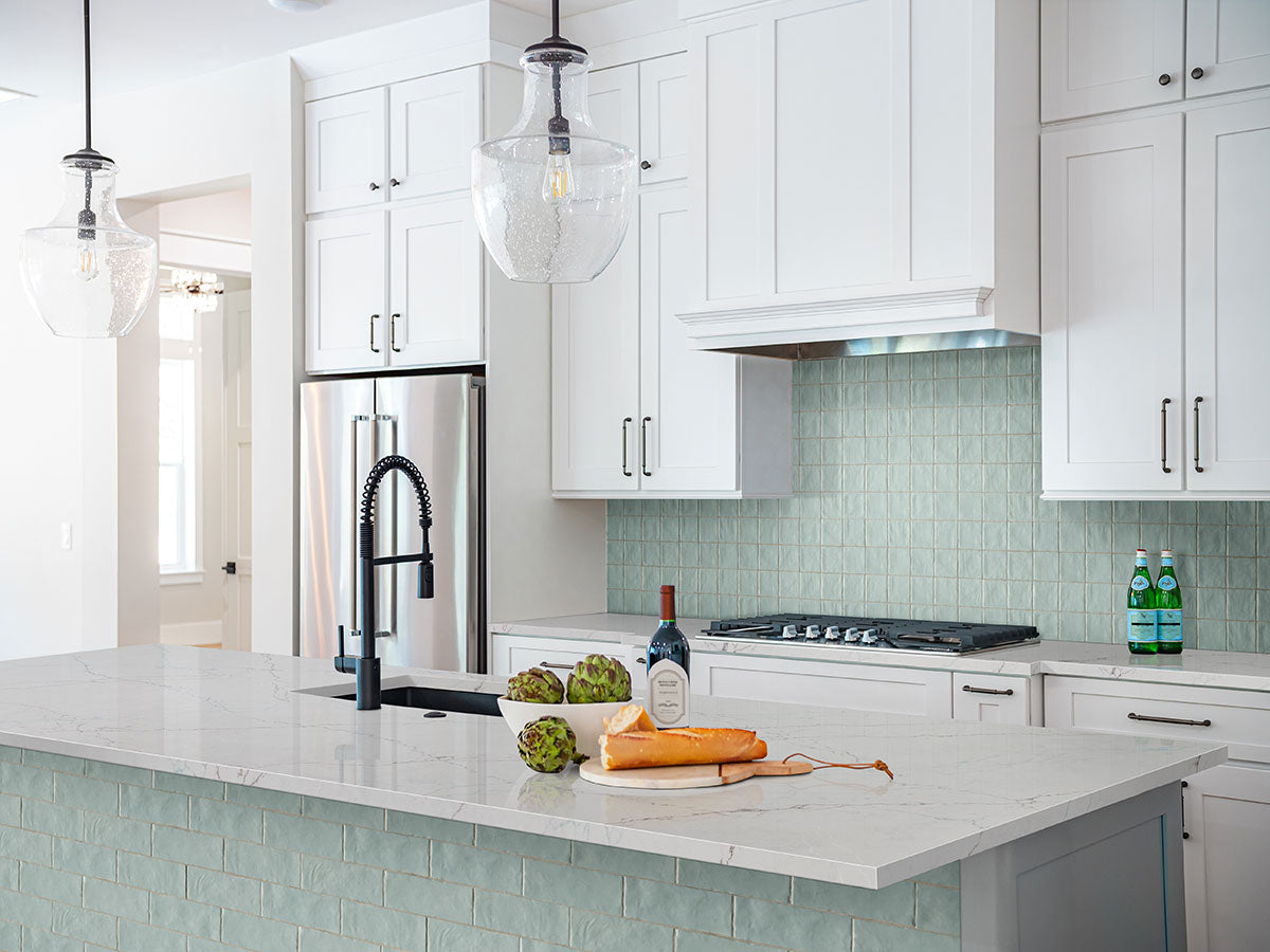 Zest Zellige-Look Satin Ceramic Wall Tile — Color=Sky | Size=2.5x8